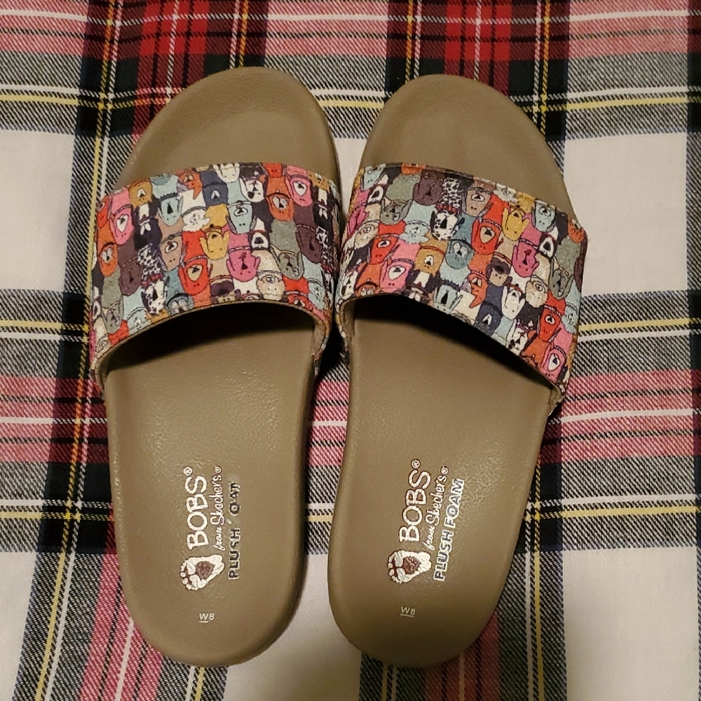 Skechers BOBS Colorful Dog Pattern Slides - Picture 2 of 6